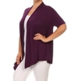 thumbnail image 3 of Women's Plus Size Short Sleeves Draped Open Front Solid Cardigan, 3 of 6