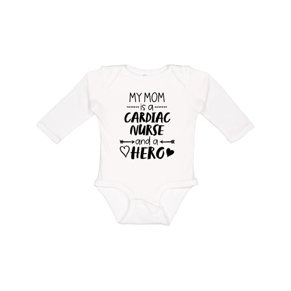 Inktastic My Mom is a Cardiac Nurse and a Hero Boys or Girls Long Sleeve Baby Bodysuit