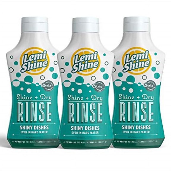 lemi shine - shine dry natural dishwasher rinse aid hard water stain remover 8.45 oz - 3 pack bundle