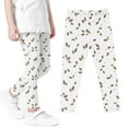 thumbnail image 2 of Odeerbi Kids Girls Leggings Cartoon Print Stretchy Tights Pants High Waist Leaf Printed Pants Stretchy Soft Tights Kids Summer Leggings School Wearing Brown, 2 of 5