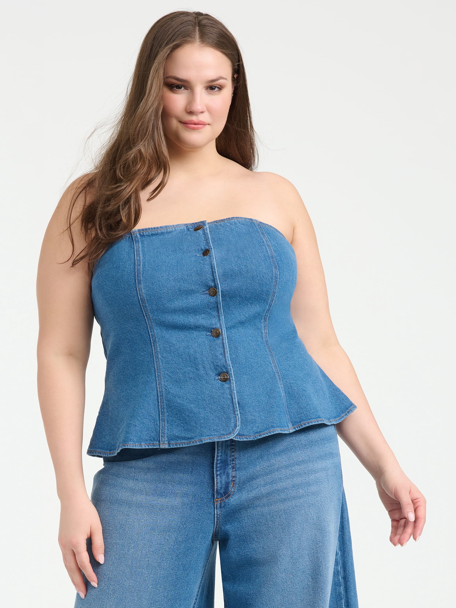 Sofia Vergara Women's Buttoned Tube Top, Sizes XS-4X