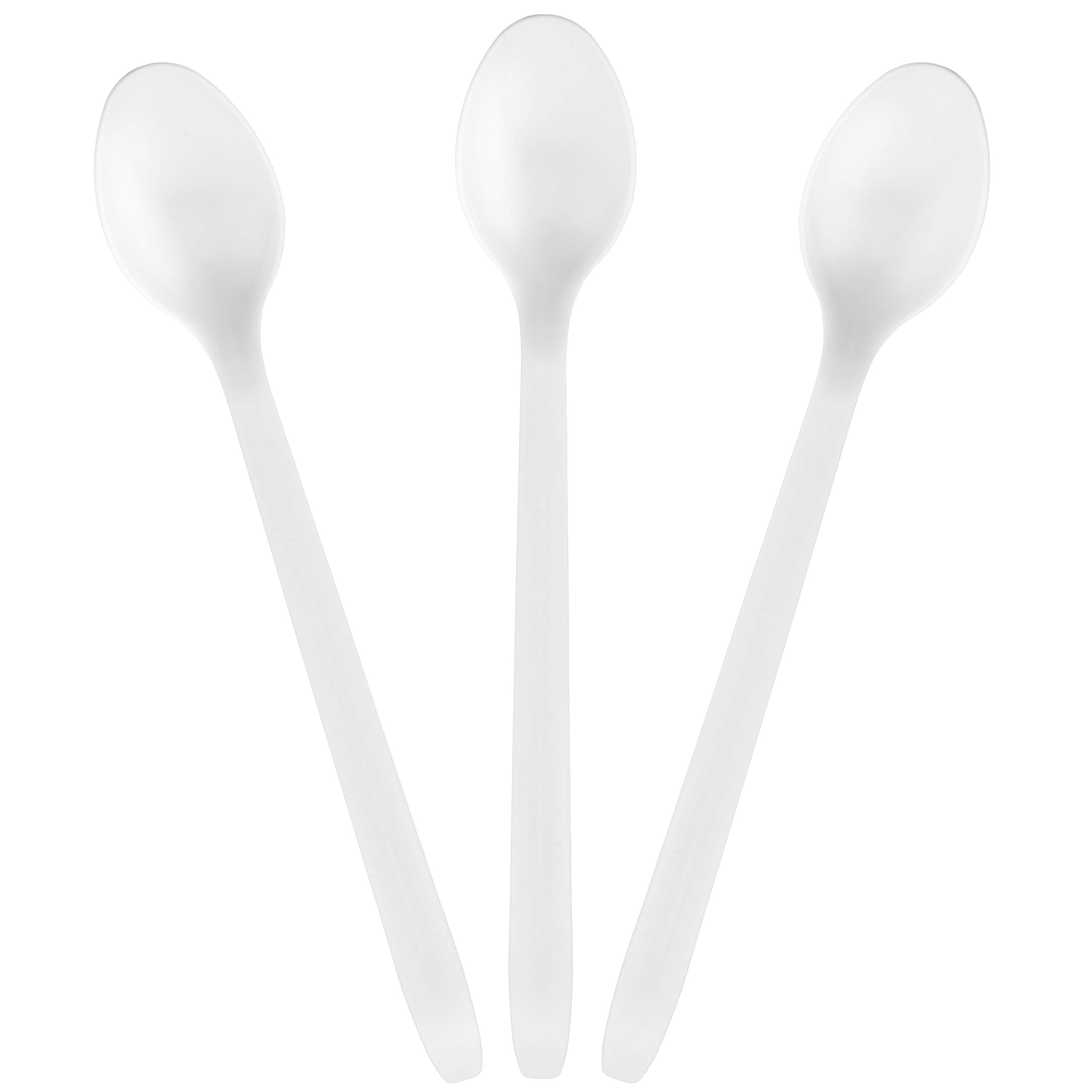 Long White Plastic Soda Sundae Spoon (50 Pack) 8Inch Iced Tea Spoons