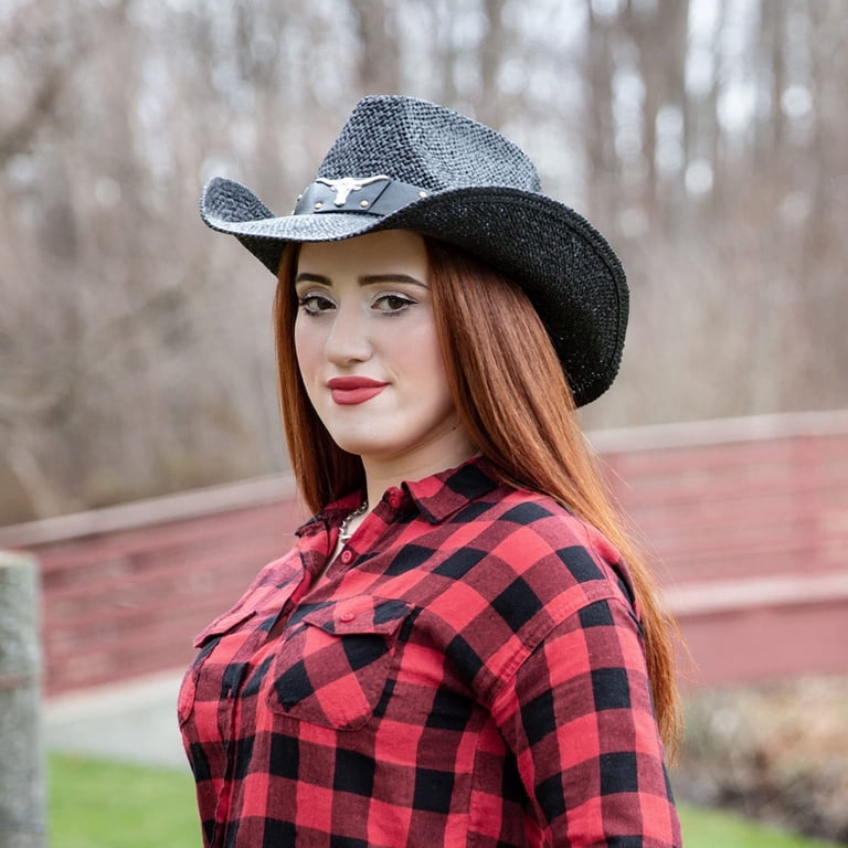 TOVOSO Straw Cowboy Hat for Women and Men with Shape-It Brim  display picture 3