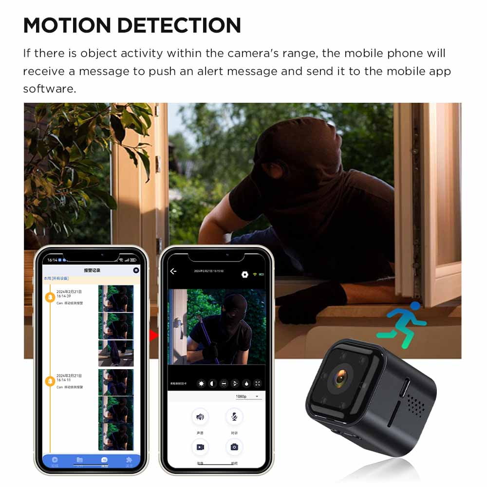 Rechargeable HD 1080P Wireless WiFi CCTV Mini IP Camera Home Security Cam Night Vision 960mAh