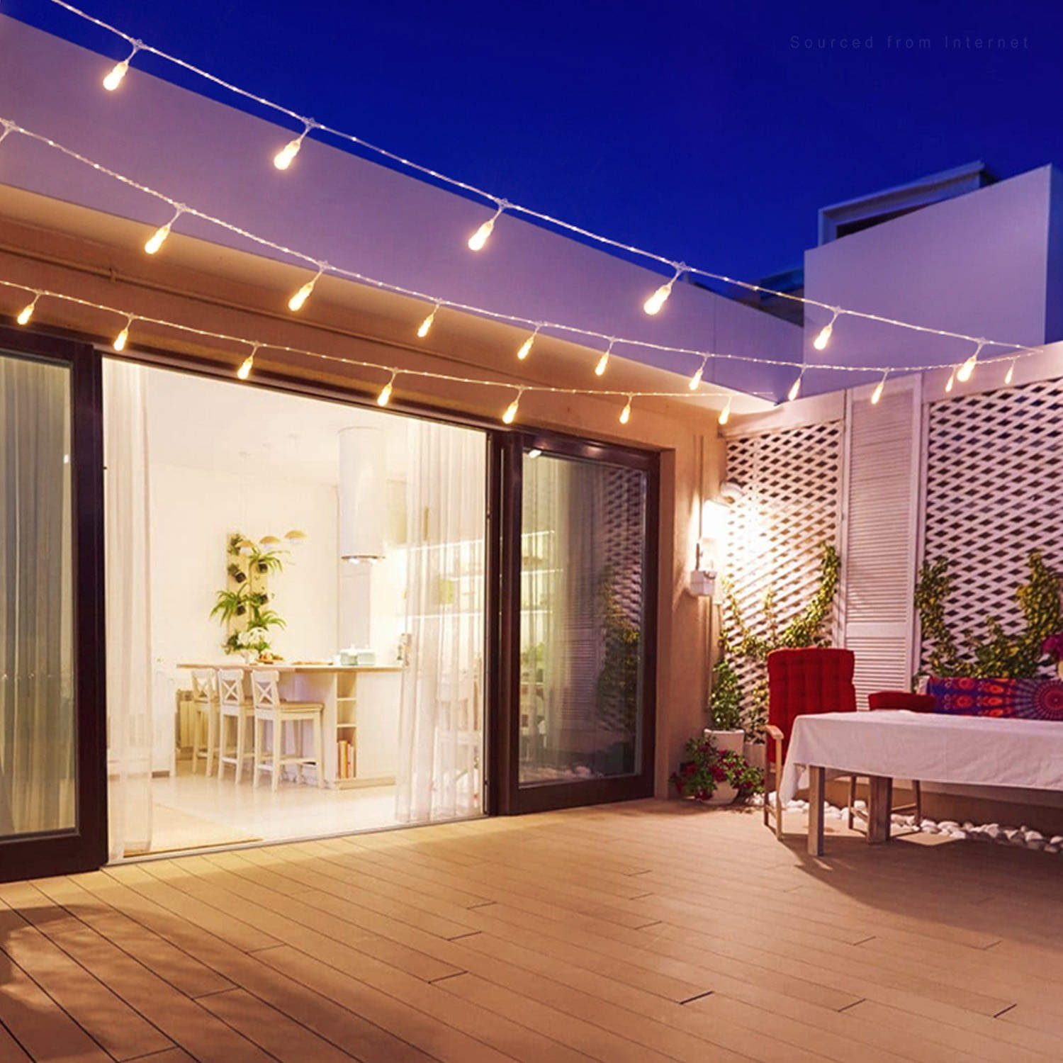 2 Pack 48" LED Outdoor String Lights, Commercial Grade 18AWG Copper Wire, 120V UL Listed Plug, Clear White Waterproof Hanging Light, 24 Bulbs Included 2700K Soft White