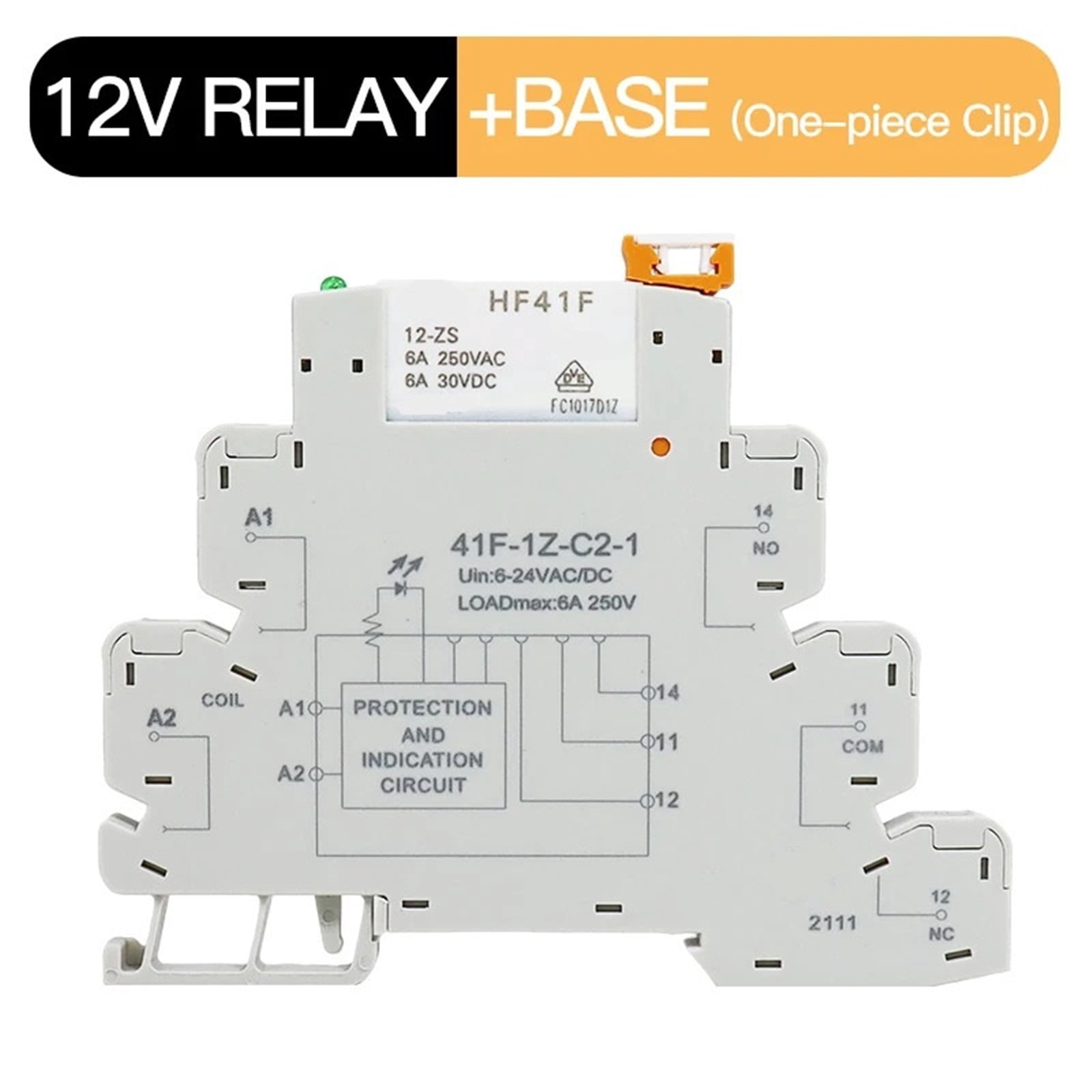 EJYWPSWD Ultra Thin Relay Module DIN Rail Mounting HF41F 12-ZS 24-ZS Ultra Slim Ultra-thin Electromagnetic Relay DC 12V 24V 6A with LED