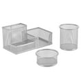 thumbnail image 1 of FloreceBien Set organizador de escritorio para útiles de hogar y oficina, accesorios con bolígrafos, lápices, etc., plateado, 1 of 5