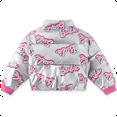 thumbnail image 2 of Barbie Girls Metallic Silver Puffer Outerwear Jacket Pink Script Logo Winter Coat Warm Sizes 3-10Y, 2 of 9