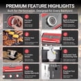 thumbnail image 2 of 4-Burner Propane Gas Grill with Side Burner, 56,000 BTU Outdoor BBQ Grill with Viewing Window, Outdoor Grill 677 Sq. In. Cooking Area, Porcelain-Coated Lid, Red, 2 of 11