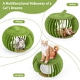 thumbnail image 4 of Green Pumpkin Felt Cat House with Soft Plush Cushion & Hanging Pom-Pom Toy - Spacious Halloween Themed Pet Bed for Indoor Cats, Durable High-Density Board Construction, 4 of 6