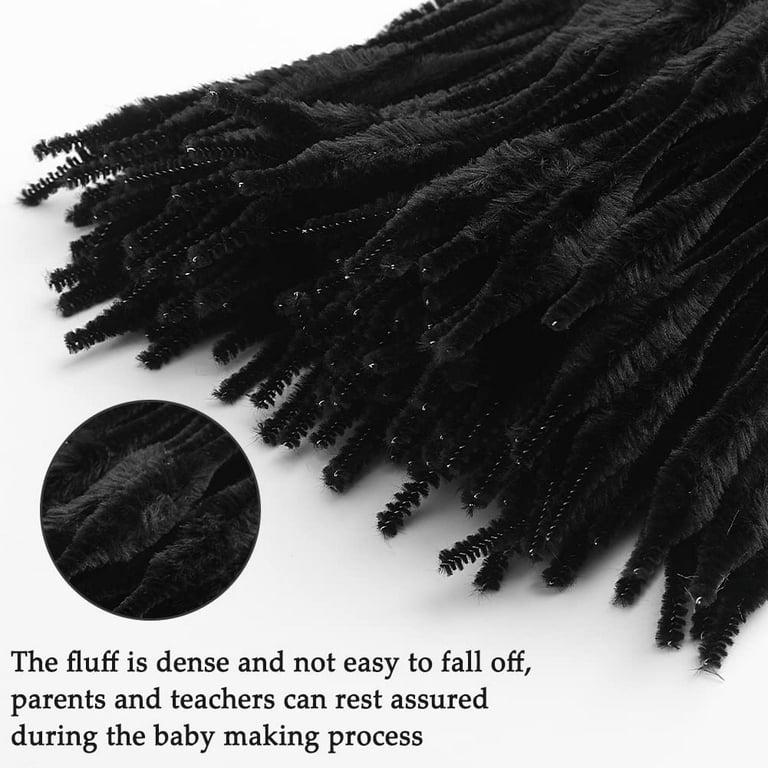 Menkey 100 Pcs Pipe Cleaners Chenille Stem, Bump Chenille Stems Pipe Cleaner, Black Pipe Cleaners Crafts Supplies for DIY Arts Crafts Decorations (Black)