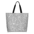 thumbnail image 2 of Bingfone Canvas Tote Bag for Women with Inner Pocket Aesthetic Cute Shopping Tote Bags Reusable Grocery Bags-GlitterSilver, 2 of 9