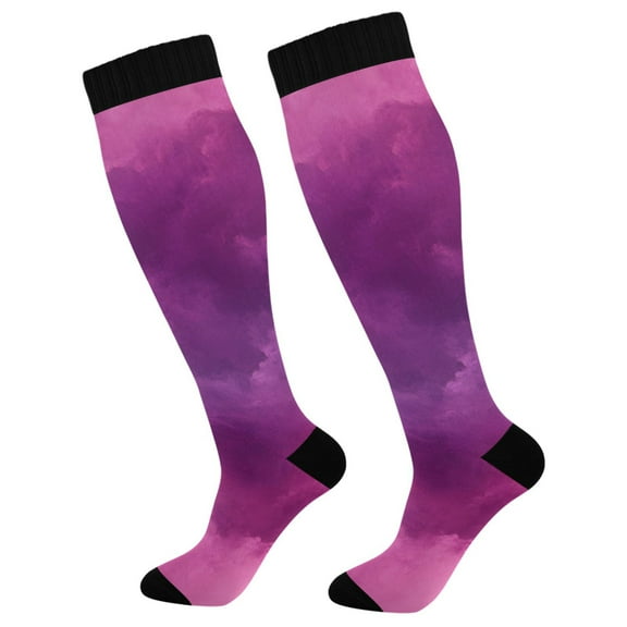 joogoo Watercolor Tie Dye Pink Compression Socks Women Men Knee High Sock