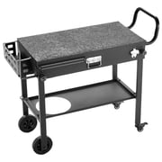 KFFKFF Outdoor Grill Cart, 31.0 x 17.0 inch Tabletop Cooking Surface, Portable Folding Table with Tissue Holder, Wheels, Magnetic Tool Rack, BBQ Prep Station for Picnic, Kitchen, and Patio