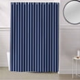 thumbnail image 5 of Fabric Shower Curtain, Navy Blue and White Striped Geometric Shower Curtains with 12 Hooks Waterproof Machine Washable Bath Curtains for Bathroom, 72 x 96in, 5 of 6