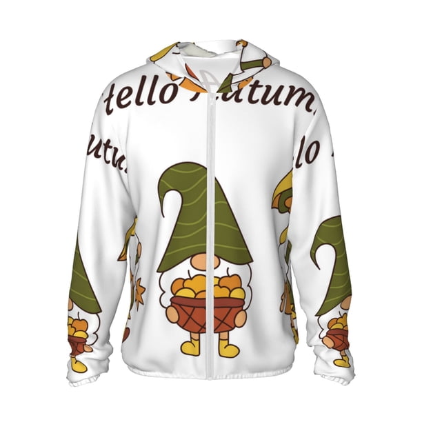 Fotbe Hello Autumn Chaqueta con Protección Solar UPF 50+ para Hombre y Mujer, Camisa con Capucha y Bolsillos-3X-Large