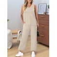 thumbnail image 6 of Two Piece Sets for Women Summer Outfits Lounge Sets Mock Neck Tops Wide Leg Crop Pants Vacation Travel Outfits L, 6 of 8