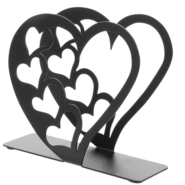 Servilletero de mesa de metal con forma de corazón hueco de hierro, dispensador de pañuelos independiente