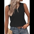 thumbnail image 2 of Camiseta Sin Mangas para Mujer, Conjuntos de Verano, Camisetas con Cuello en V, Camisetas Modernas con Ojales, Ropa Básica Sin Mangas para Vacaciones en la Playa Negro XL, 2 of 7
