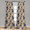 thumbnail image 2 of Floral Design Window Curtains, Bohemian Autumn Inspirations Simple Groovy Flowers and Leaves, Lightweight Decor 2-Panel Set with Rod Pocket, Pair of - 28"x95", Dark Ceil Blue Eggshell, by Ambesonne, 2 of 3