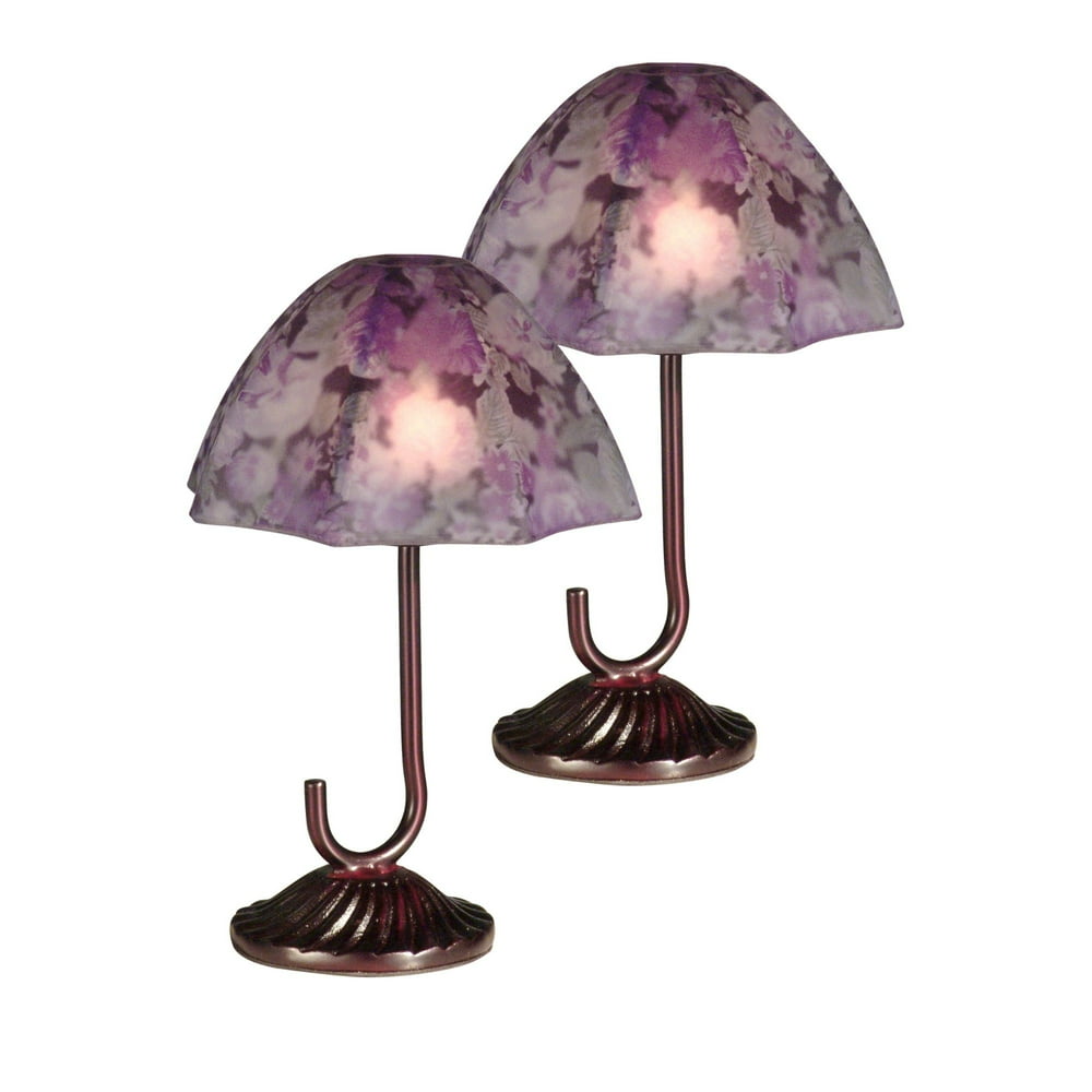 Set of 2 Purple and Burgundy Red Umbrella Candle Votive Holders 8.5