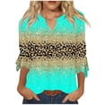 thumbnail image 2 of Ichuanyi liquidación de moda femenina camiseta suelta 3/4 manga blusa v cuello tops casuales ICHUANYI WER202308243375, 2 of 6