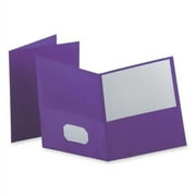Oxford Twin Pocket Letter-size Folders Letter - 8 1/2" x 11" Sheet Size - 100 Sheet Capacity - 2 Inside Front & Back Pocket(s) - Leatherette Paper - Purple - Recycled - 25 / Box