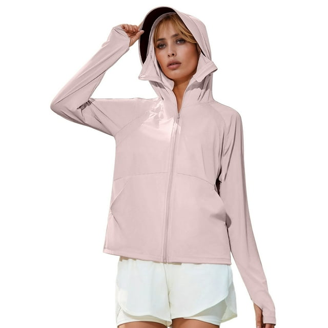 MIASHUI Veste Fine Respirante Protection UV Extérieure Protection Solaire Femme Légère Manches Longues Couverture Rose,G