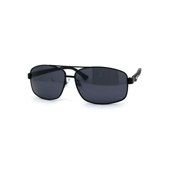 Xloop Mens Metal Rim Narrow Rectangular Pilots Sunglasses Black Matte Black