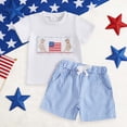 thumbnail image 2 of UngA Fourth of July Toddler Baby Boy Outfit USA Flag T Shirt Top Shorts Sets Cute Summer Clothes (Blue,3-4 Years), 2 of 7