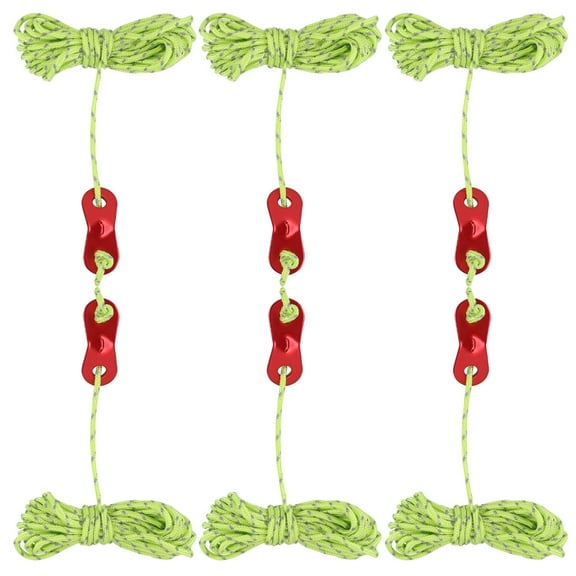 UNOMOR 6Pack Tent Tie Downs Parachute Cord Green for Outdoor Camping and Hiking