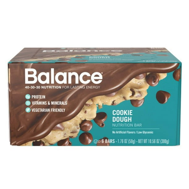 Balance Nutrition Bar, Cookie Dough, 15g Protein, 6 Ct
