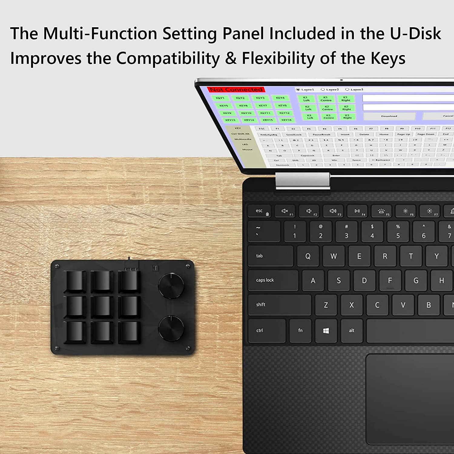 LinkIdea Mechanical Keyboard, 9-Key Programmable Multifunction Mechanical Gaming Keyboard, and Dual Custom Control Knobs Support Floating Windows for Windows, Vista, NKRO, Hotkeys and Macros.