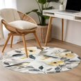 thumbnail image 4 of Round Rugs 3Ft, Yellow Grey Botanical Round Area Rug Washable Indoor Throw Carpet, Spring Floral Birds Watercolor Small Non Slip Circle Rug for Bedroom Living Room Home Decor Aesthetic, 4 of 8