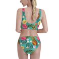 thumbnail image 3 of Daiia Pineapple printed 2 piece Swimsuit Bikinis for Women High Waisted Racerback Bathing Suits Summer Tummy Control Scoop Neck Swimwear-Medium, 3 of 8
