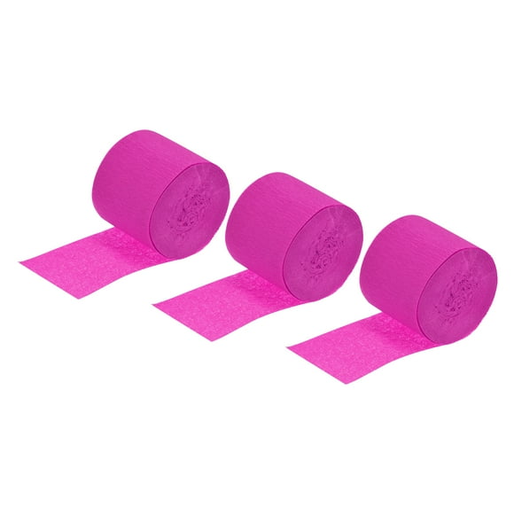 Unique Bargains Crepe Paper Streamer 32ft Long 1.37 Inch Wide, Fuchsia 3 Pack