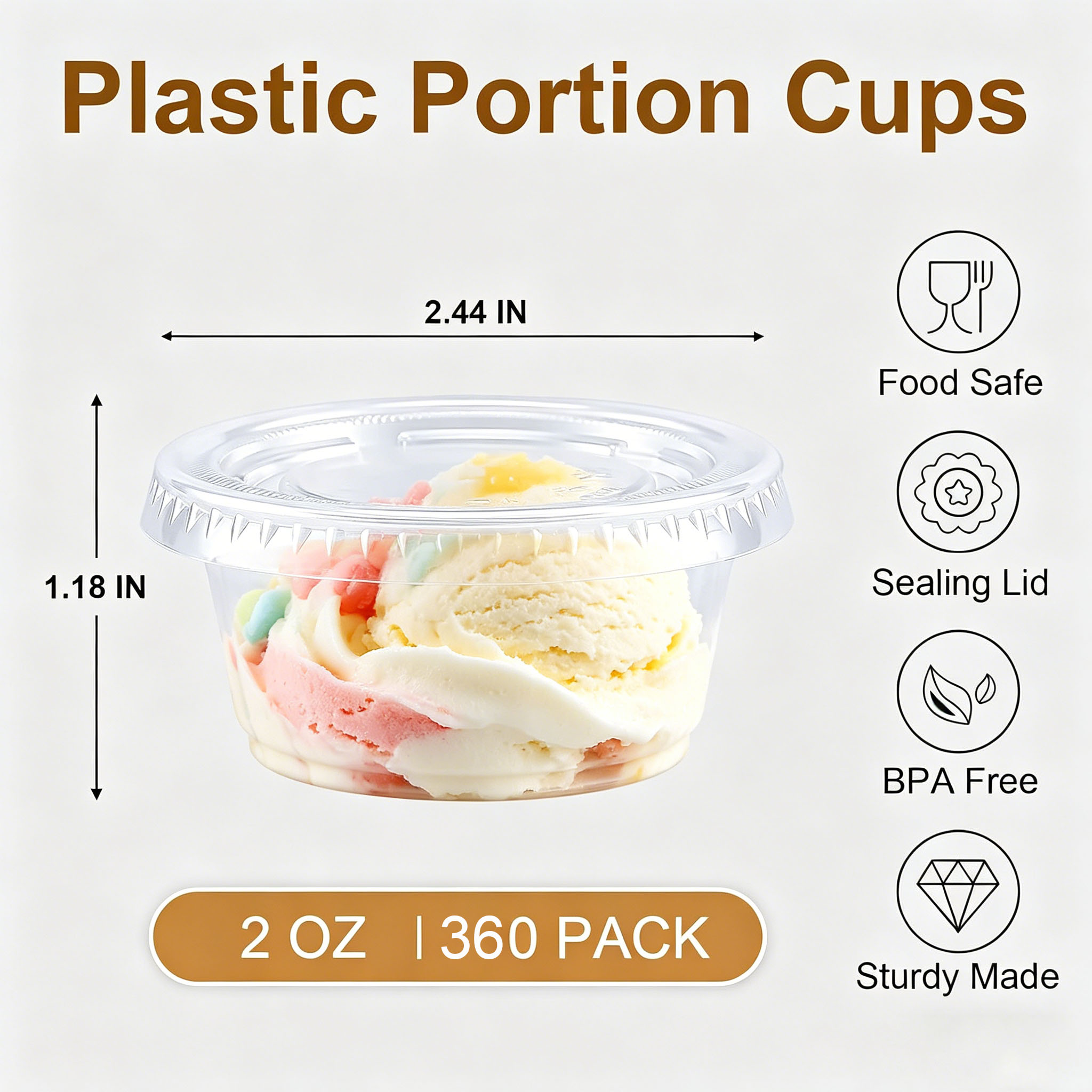 Bysnow 2 oz Portion Cups with Lids, 360-Pack photo 2