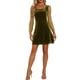 thumbnail image 2 of Vestido de terciopelo para mujer Inspire Chic con escote cuadrado, mangas de malla abullonadas, vestido de fiesta y baile de graduación XL verde oliva, 2 of 6