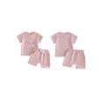 thumbnail image 2 of BemeyourBBs Infant Baby Girls First Birthday Outfit Summer 1 Years Old Birthday Clothes Cute Letters Embroidery Short Sleeve T Shirt Tops with Pockets Shorts 2Pcs Clothing Set, 2 of 9