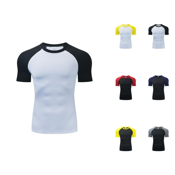 Mens Workout Shirts Quick Drying Moisture Wicking Stretchy Compression Gym Tshirt Athletic Running Shirts for Men
