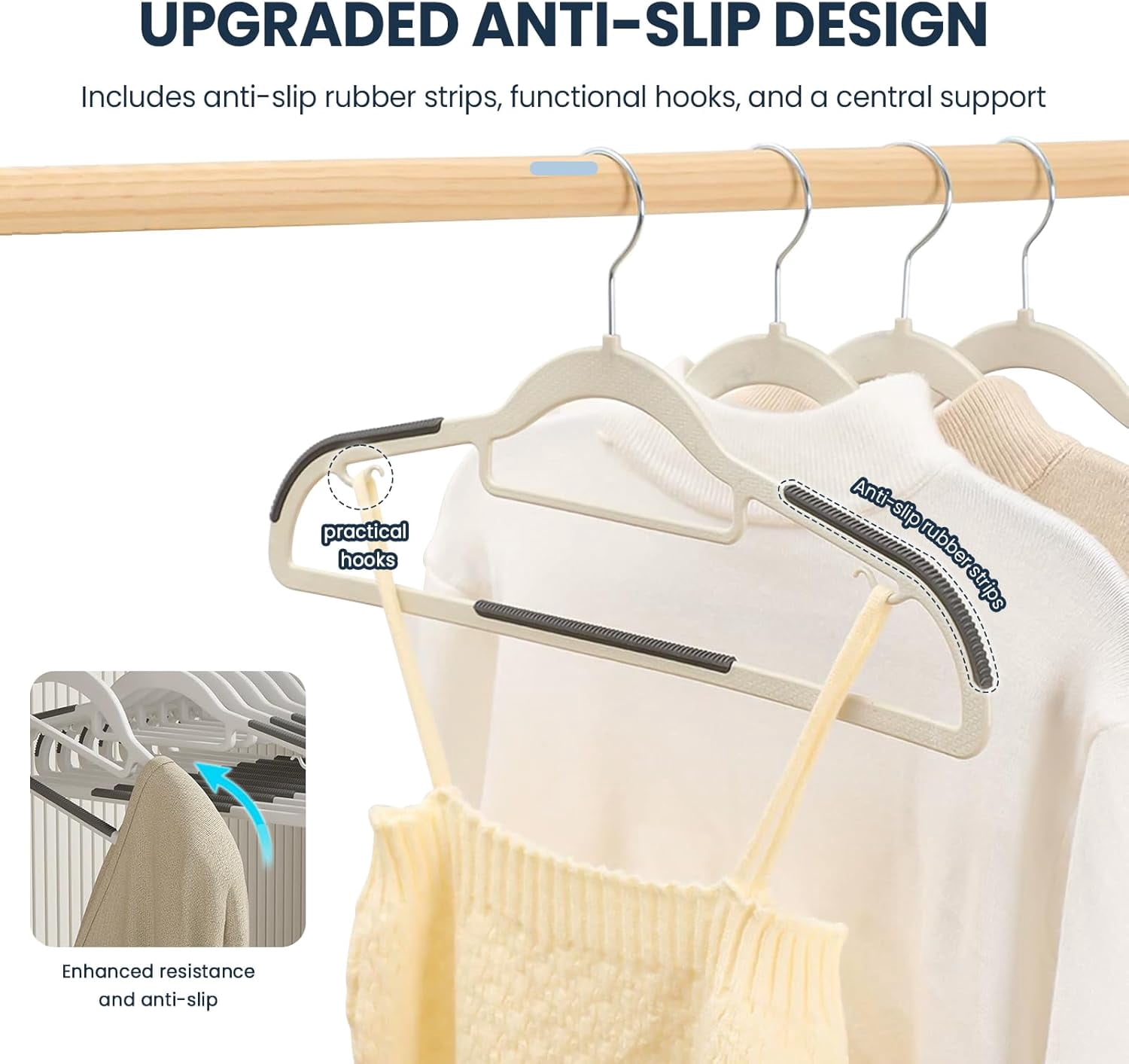 60 Pack Plastic Clothes Hangers, Space-Saving, Non-Slip, 360 °   Rotation Hook, Slim and Space Saving, Coat Hangers Suitable for Shirts