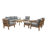 Modern Contemporary Urban Design Outdoor Patio Balcony Garden Furniture Lounge Chair, Sofa and Table Set, Wood, Grey Gray Natural