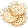 thumbnail image 1 of 3PCS Rattan Coasters, Handmade Teacup Coasters, Creative Gift for Kitchen Table Drinks Crafts Round Natural Coasters Coasters, 1 of 3