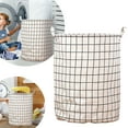thumbnail image 1 of Patterned Linen Laundry Hamper with Open Top for Bedroom or Bathroom – Durable -Linen Fabric Breathable Large Capacity and Stylish Design for Busy Homes, 1 of 5