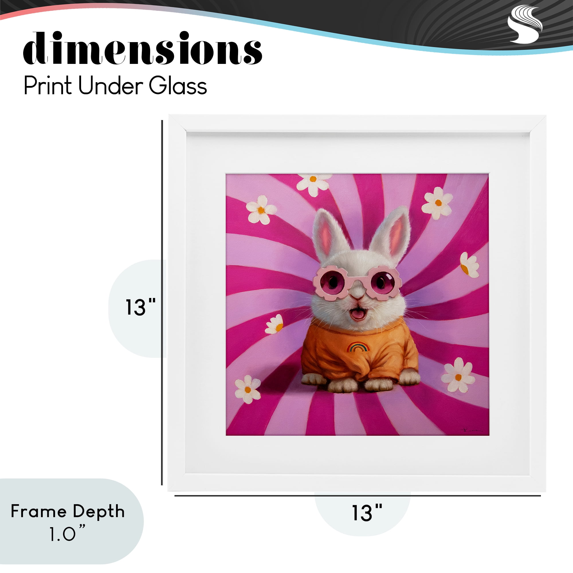 Stupell Industries Good Vibes Only Rabbit White Framed Print Under Glass, design by Lucia Heffernan