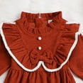 thumbnail image 5 of Splozh Baby Girl Clothes Toddler Girl Fall Winter Clothes Corduroy Ruffle Long Sleeve Vintage Dress Little Girl Outfit Orange,2-3 Years, 5 of 5