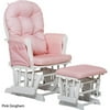 Stork Craft Custom Hoop Glider & Ottoman-Color:Pink Gingham Cushions,Finish:White Finish