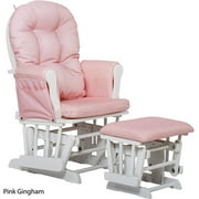 Stork Craft Custom Hoop Glider & Ottoman-Color:Pink Gingham Cushions,Finish:White Finish