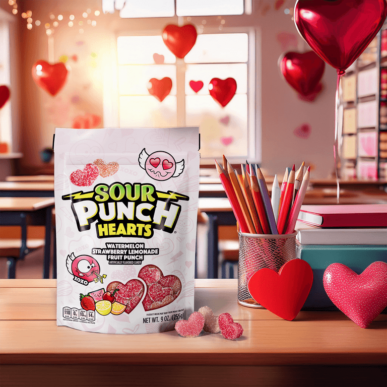 Sour Punch Heart-Shaped Valentine's Day Candy, 9oz Bag - Walmart.com
