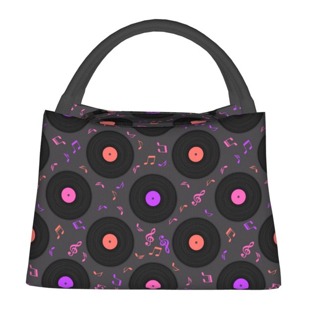 Balery Vinyl Records Musical Notes Bolsa de Aislamiento Portátil – Bolsa de Almuerzo con Forro de Aluminio Mejorado, Funda Impermeable y Fácil de Limpiar para Picnic y Caja de Almuerzo